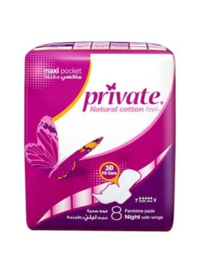 Night Sanitary Pads with Wings - 8 Pads